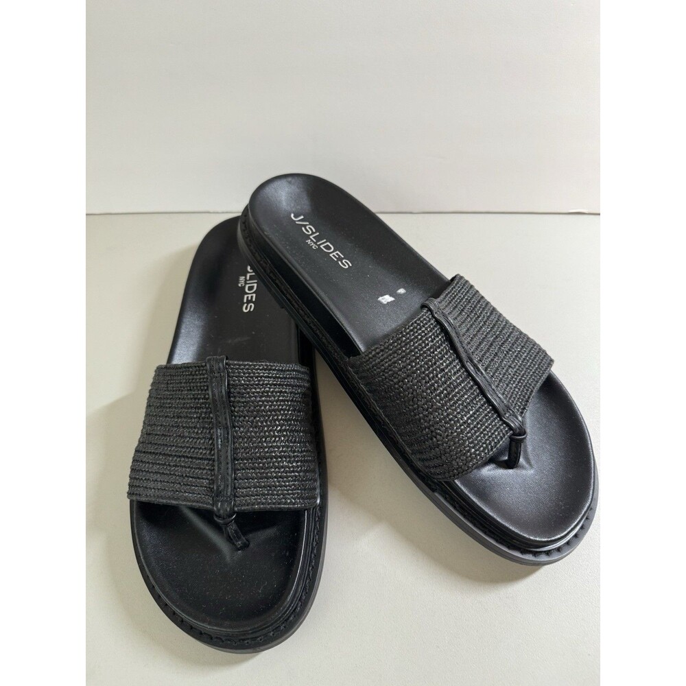 J/Slides Rafina  Sandals Womens Size 8.5 Black Flat Toe Loop Comfort Beach